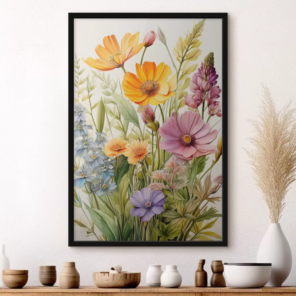 Poster fiori di campo multicolori, composizione floreale f40708