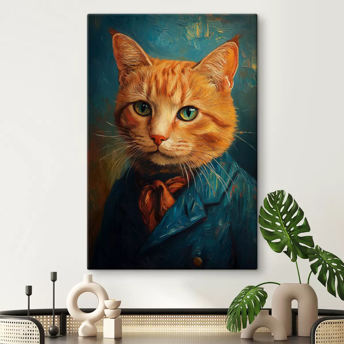 carta da parati Gatto rosso in abito da sera nello stile di un ritratto di Van Gogh nr. s40647
