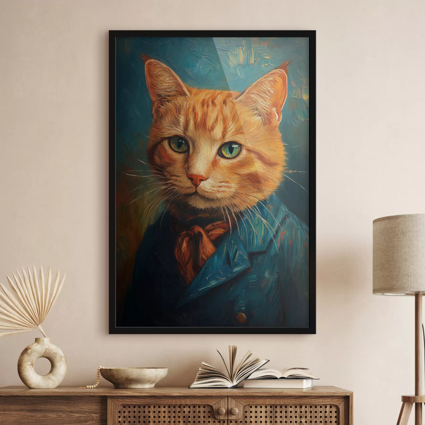 carta da parati Gatto rosso in abito da sera nello stile di un ritratto di Van Gogh nr. f40647