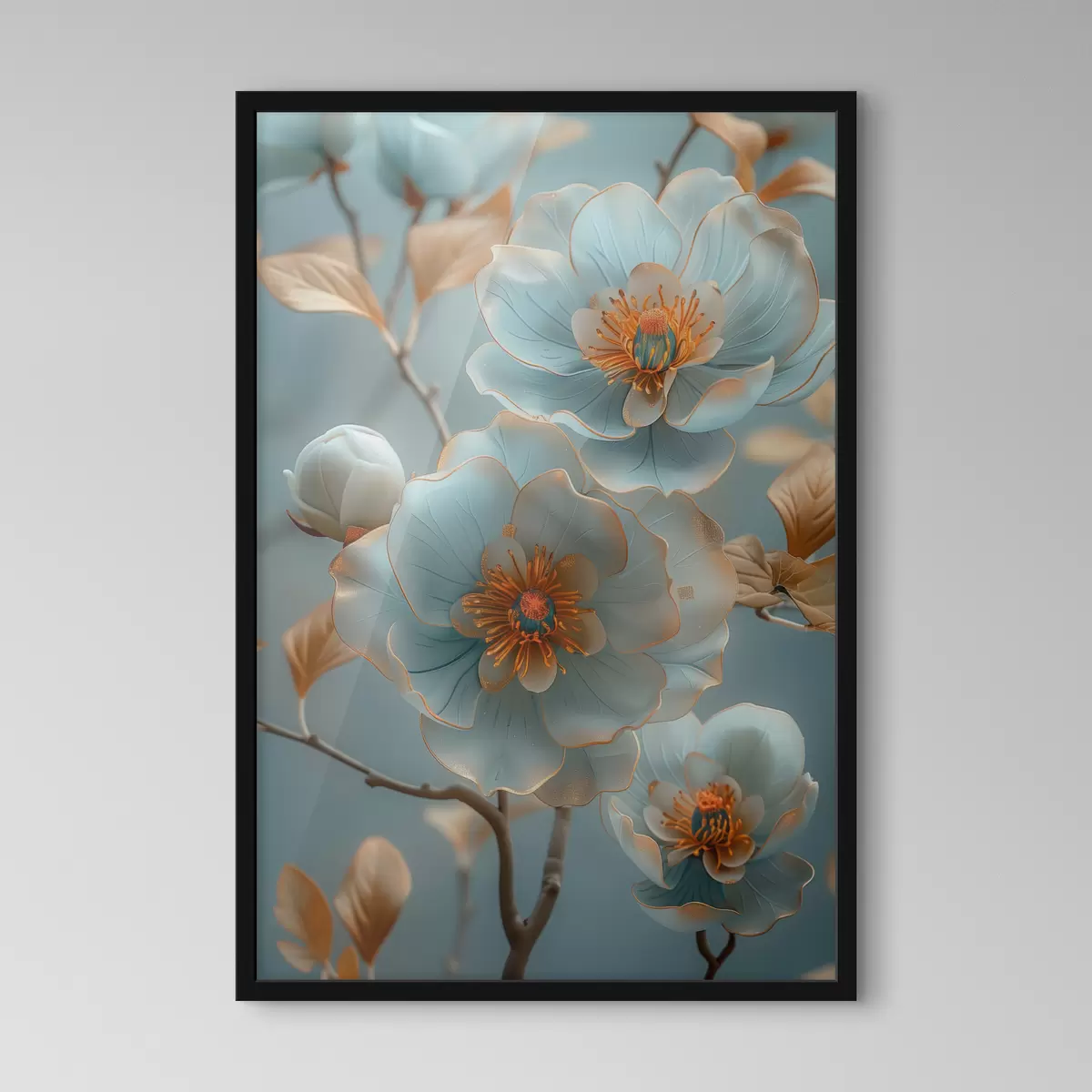Poster Peonie blu con accenti arancioni f40676