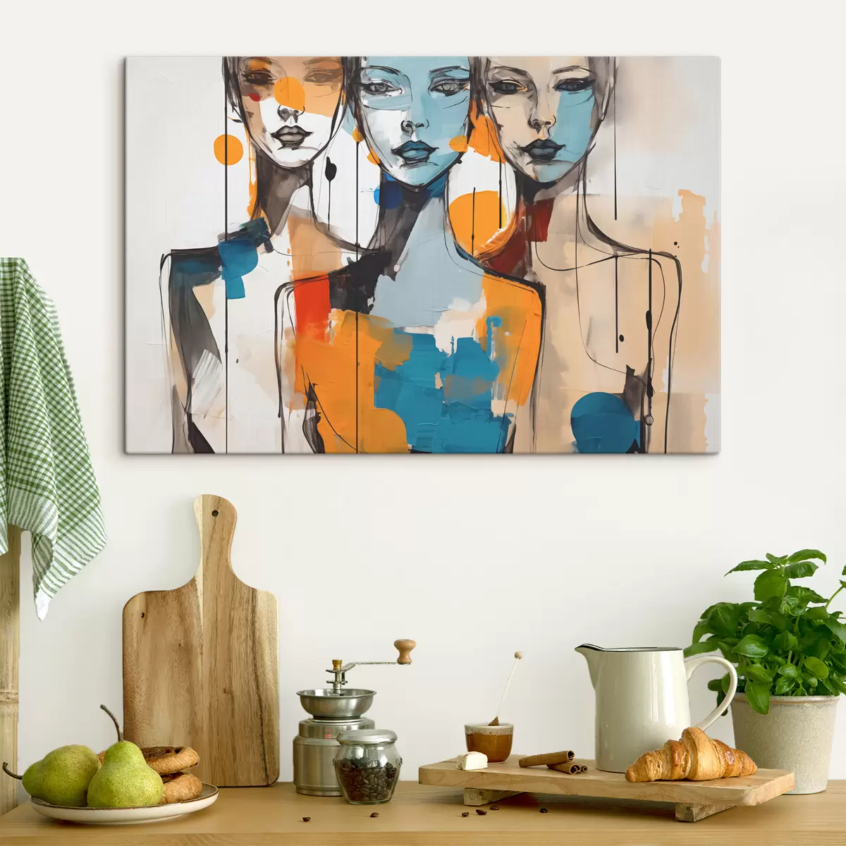 carta da parati Ritratti astratti di donne acquerello in macchie di vernice nr. s40746