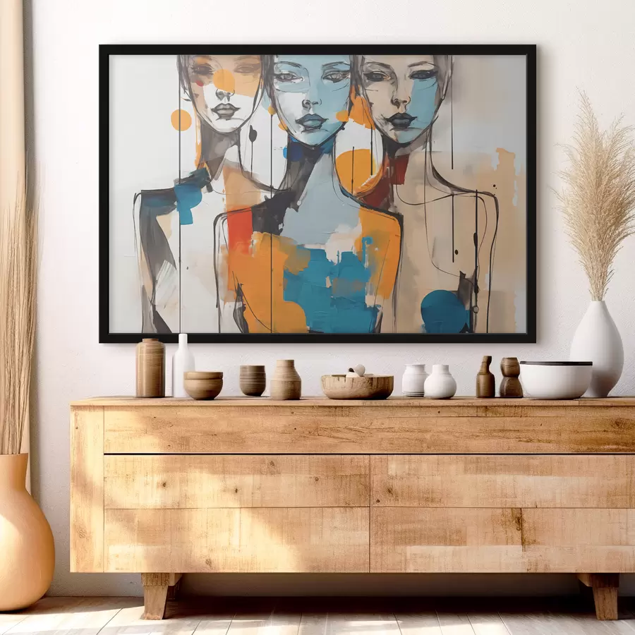 carta da parati Ritratti astratti di donne acquerello in macchie di vernice nr. f40746