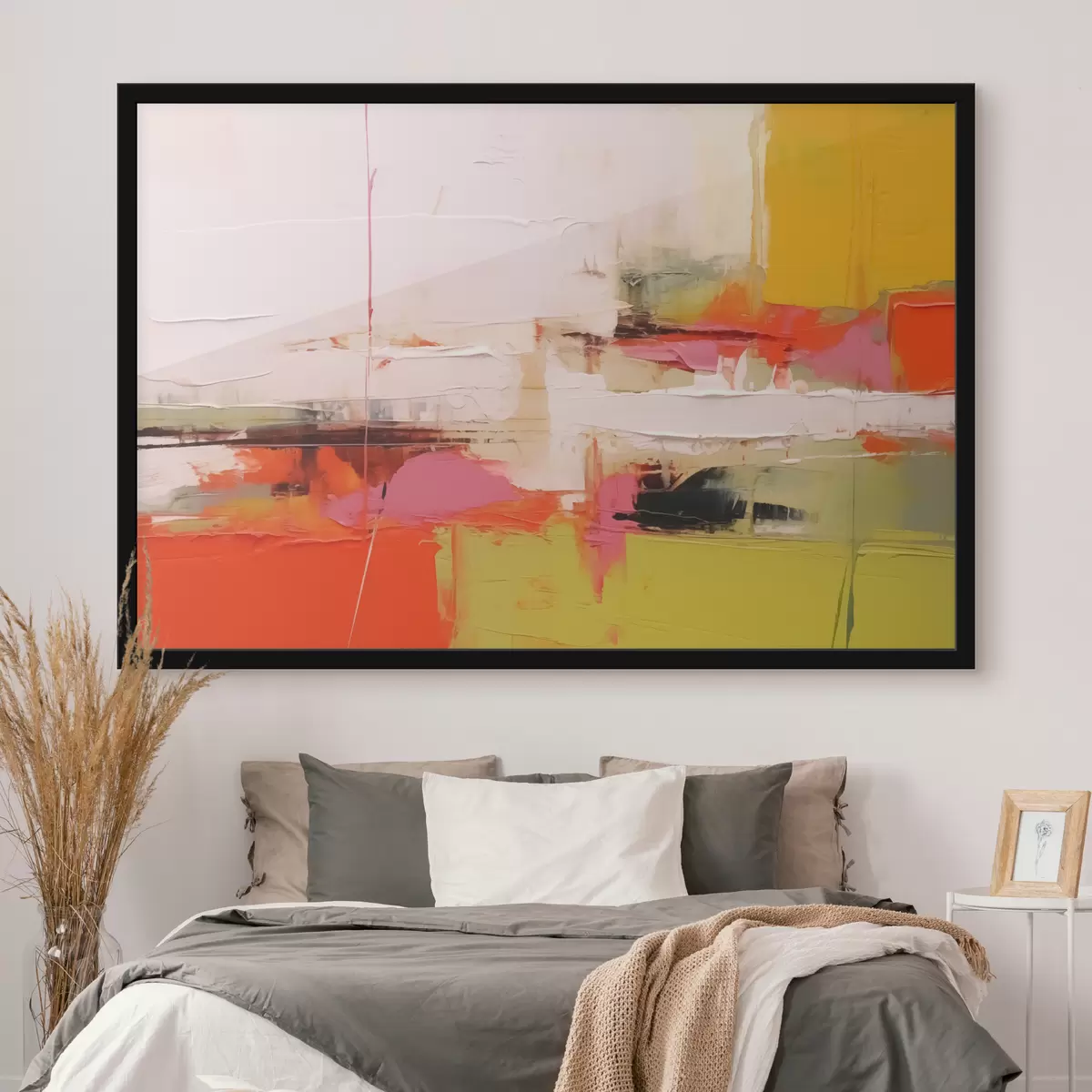 Poster Tratti di pittura astratta, colore rosso, giallo, verde, arancione f40747