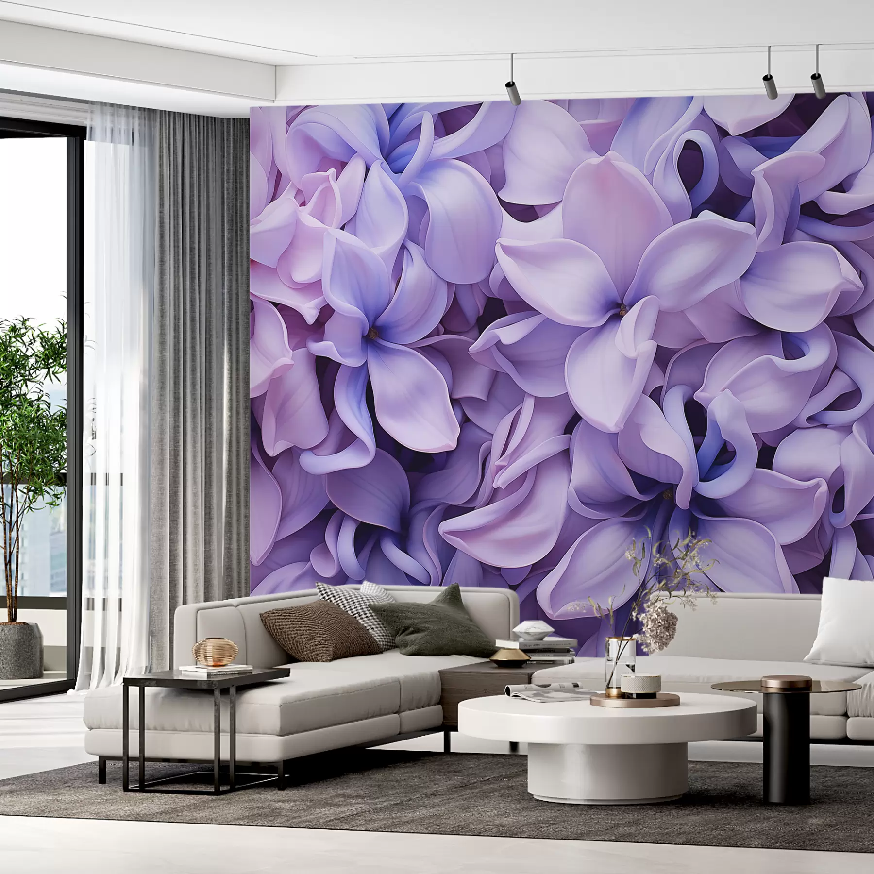 Carta da parati Floreale Fiori di giacinto, colore blu-viola n. w01556