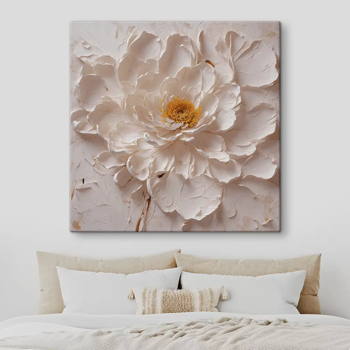 carta da parati Fiore bianco in olio su sfondo bianco nr. s40618