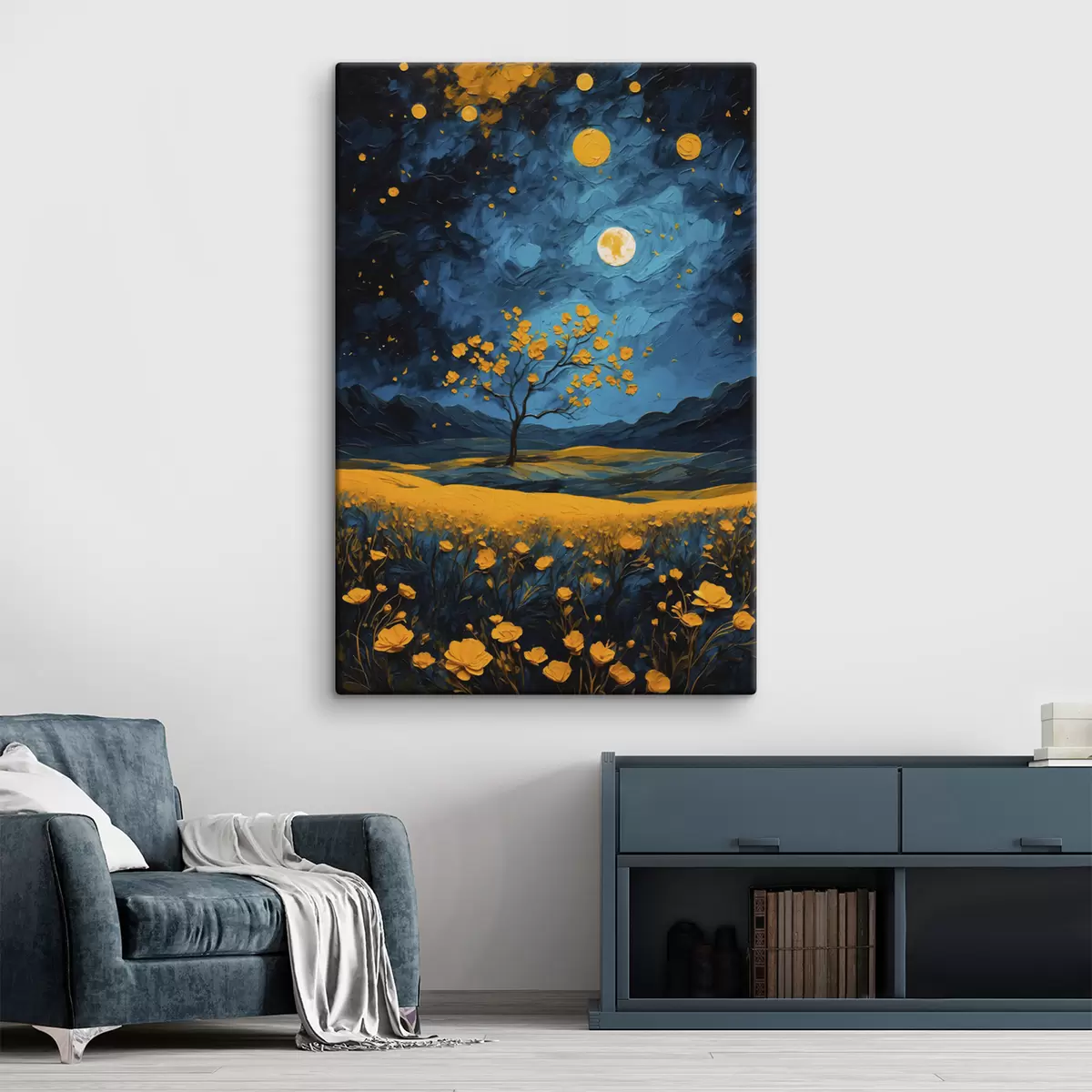 carta da parati Campo di fiori gialli di notte nr. s40643