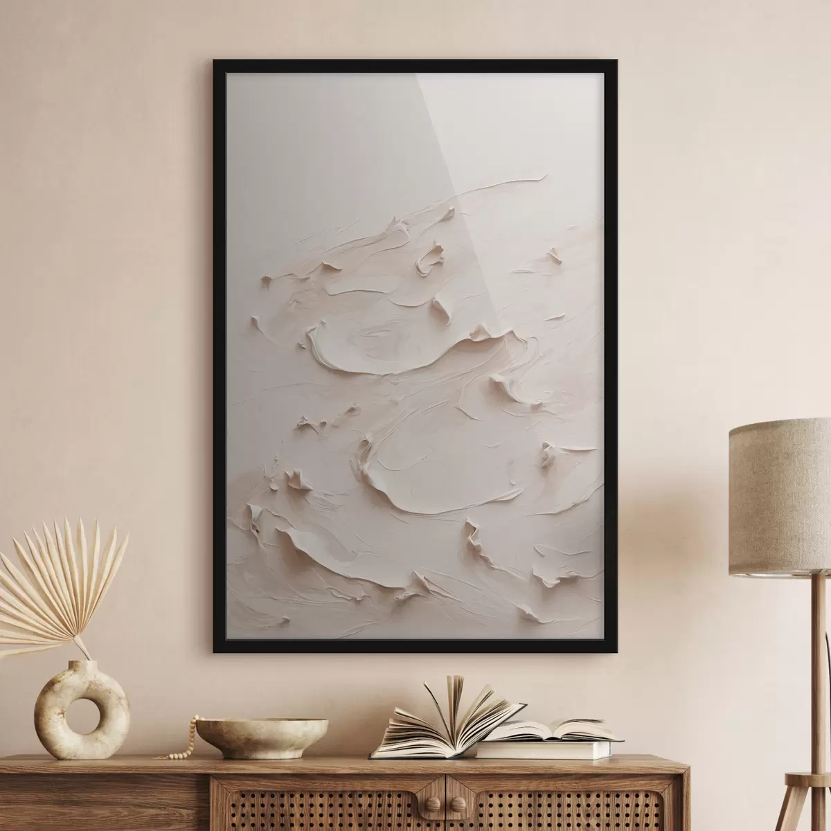 Poster Pittura astratta con colori ad olio bianchi f40623