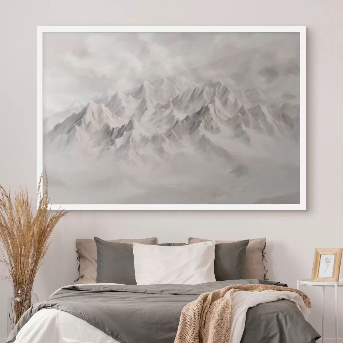 Poster Montagne bianche e innevate nella nebbia f40629