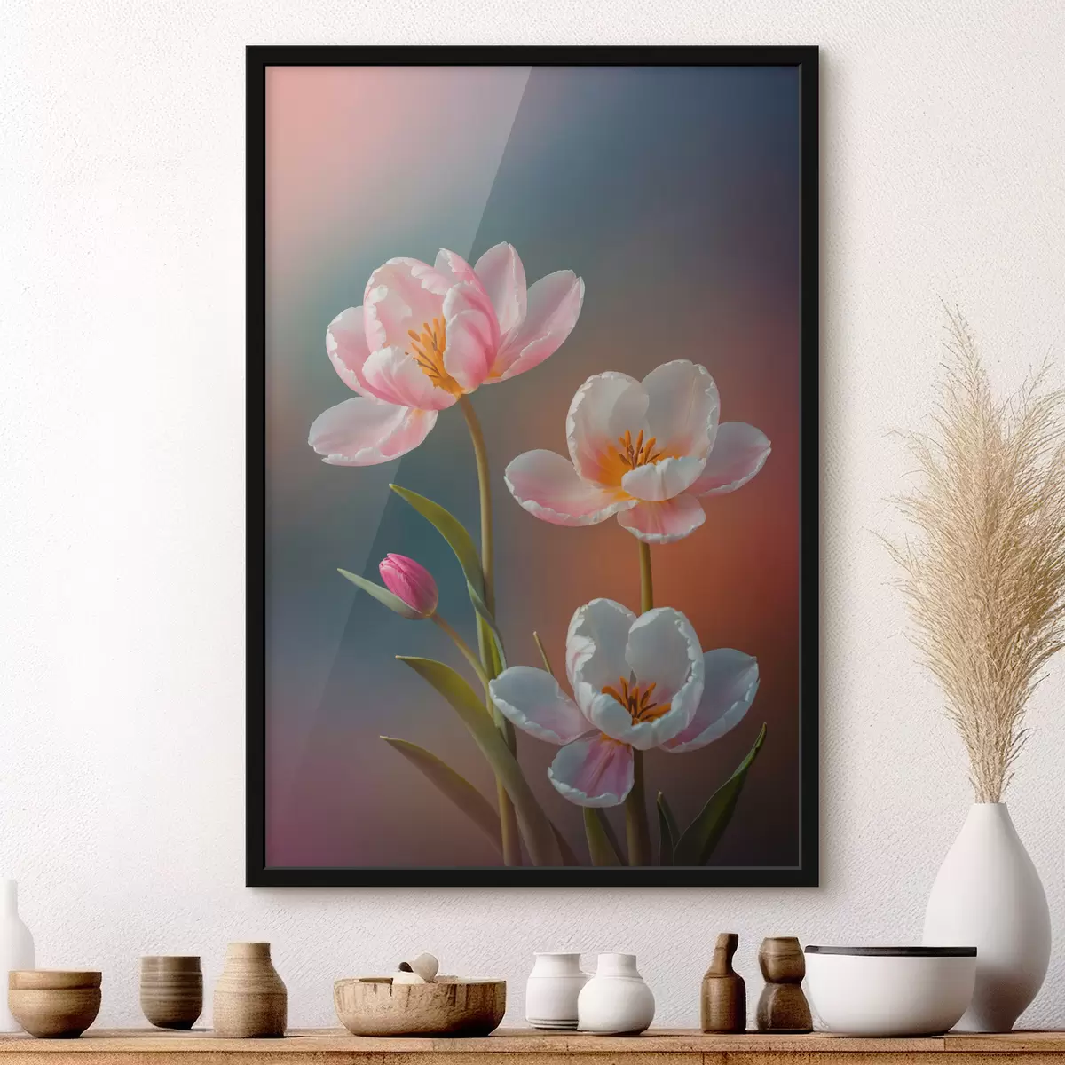 Poster Fiori rosa su sfondo sfocato f40644