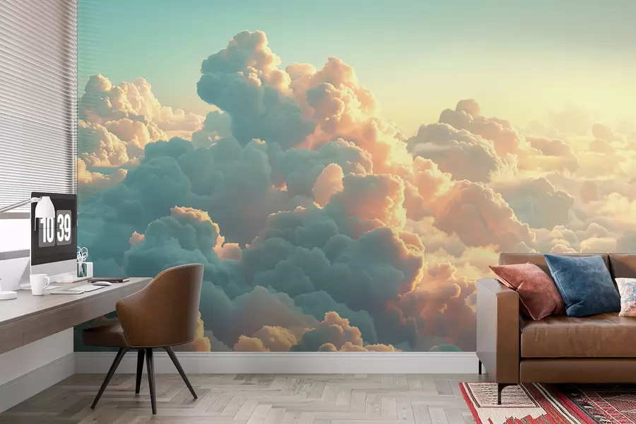 Carta da parati Cielo Cielo luminoso con molte nuvole dai colori chiari n. w01543