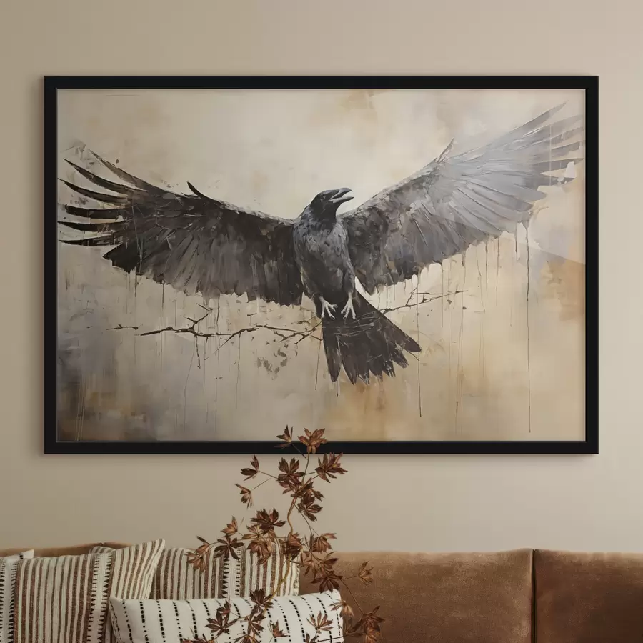 carta da parati Il corvo nero aprì le ali nr. f40809