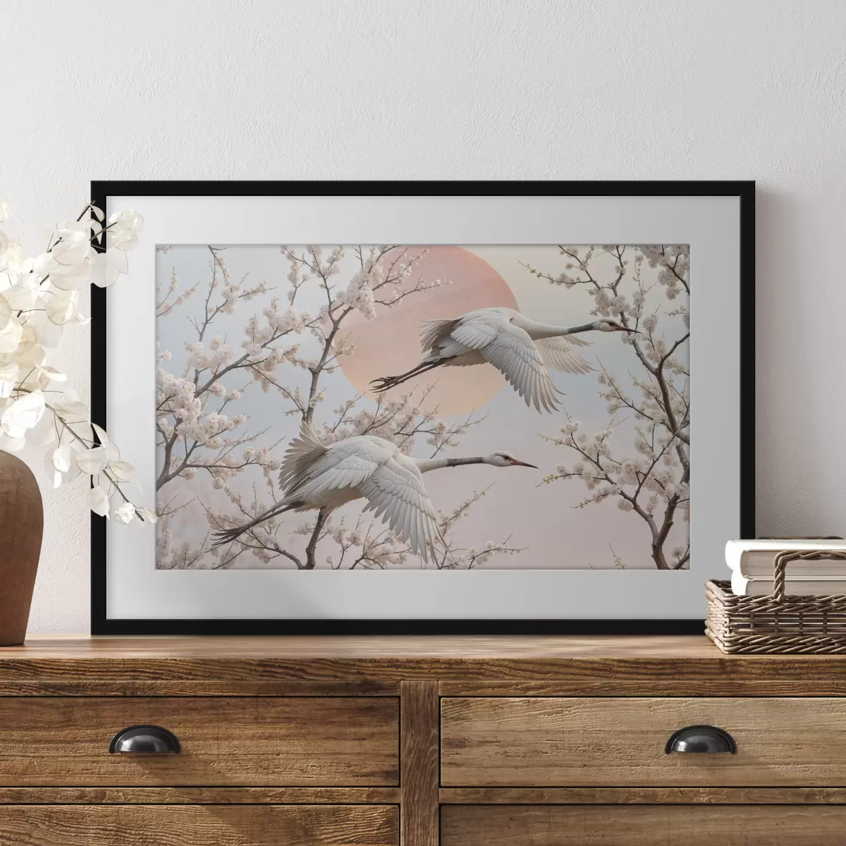 Poster Gru tra i fiori di ciliegio f40601