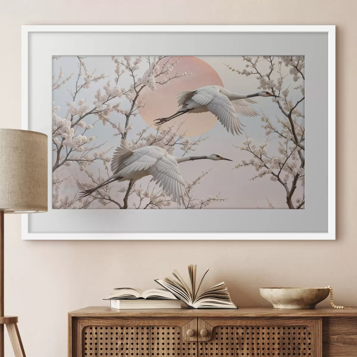 Poster Gru tra i fiori di ciliegio f40601