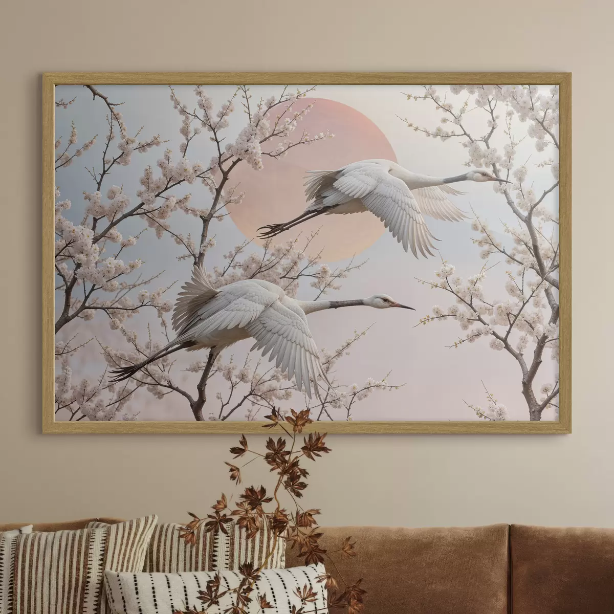 Poster Gru tra i fiori di ciliegio f40601