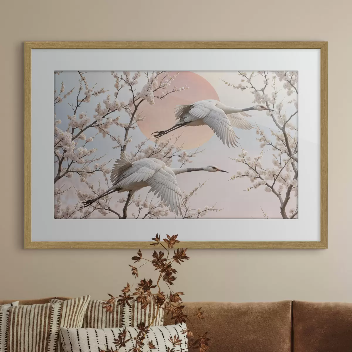 Poster Gru tra i fiori di ciliegio f40601