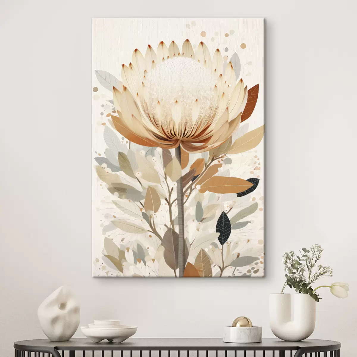 carta da parati Fiore in una palette di colori beige tenui, astrazione floreale nr. s40818