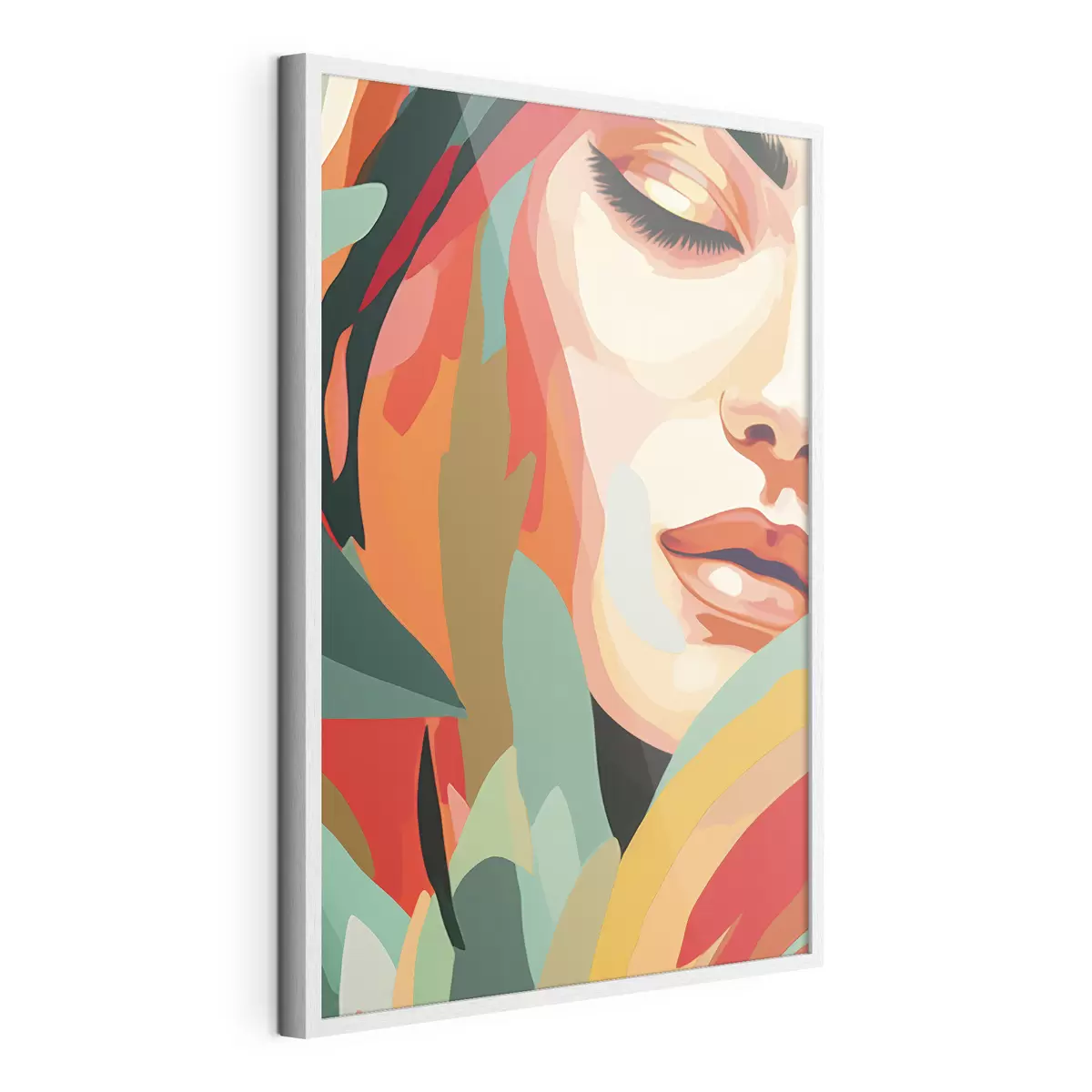 Poster Bel volto di donna, astrazione geometrica, floreale, disegno acrilico f40815
