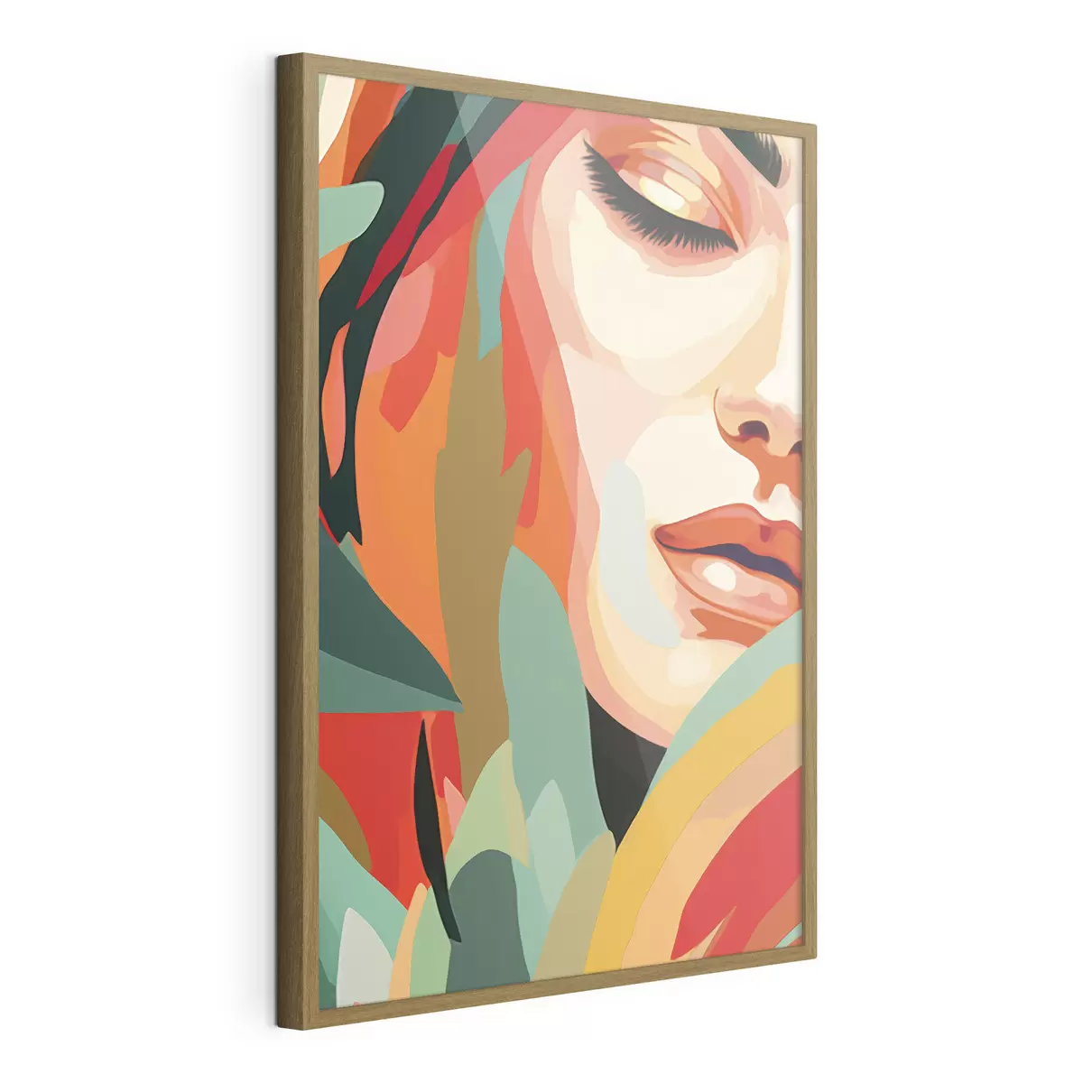 Poster Bel volto di donna, astrazione geometrica, floreale, disegno acrilico f40815
