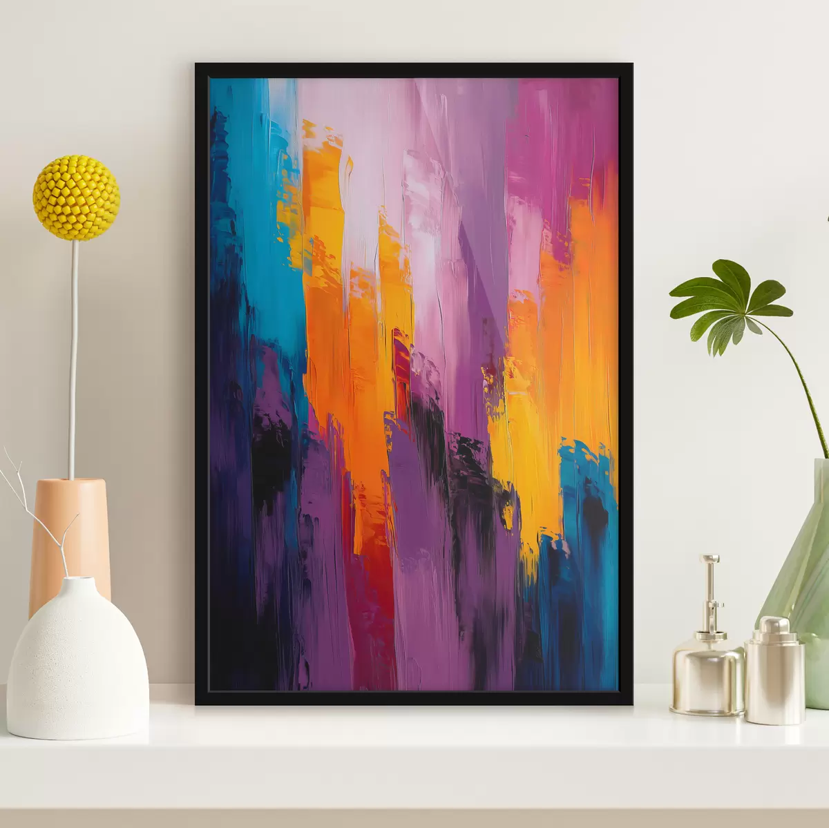 Poster Astrazione con pennellate di colore f40736