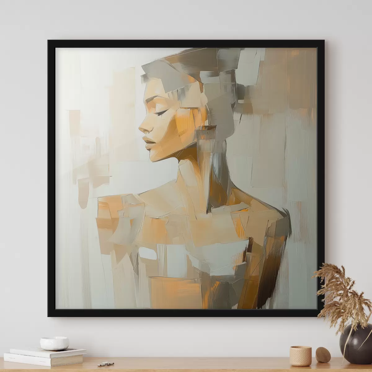 Poster Astrazione di una donna con tratti di pennello f40739