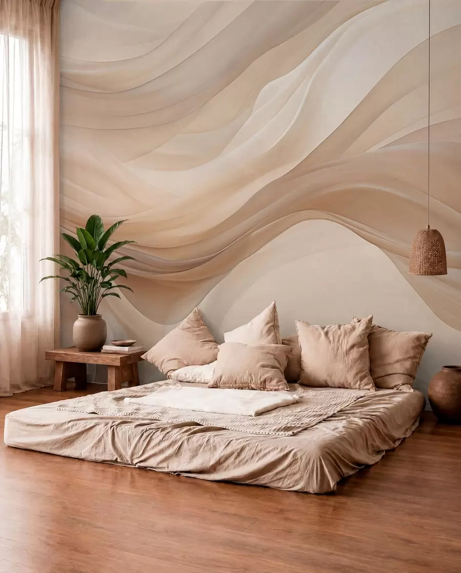 Carta da parati  Forme geometriche 3D Delicato sfondo beige