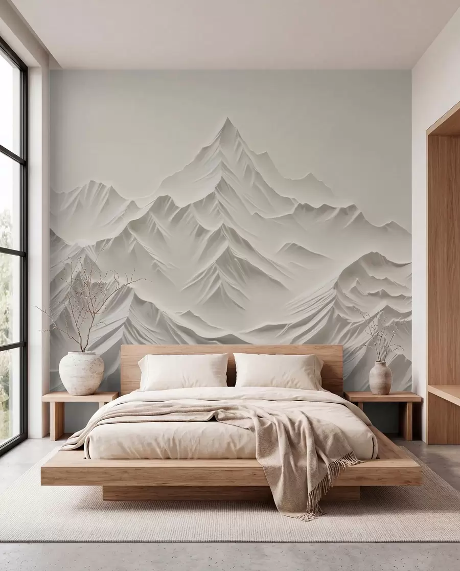 Carta da parati  Forme geometriche 3D Montagne grigie