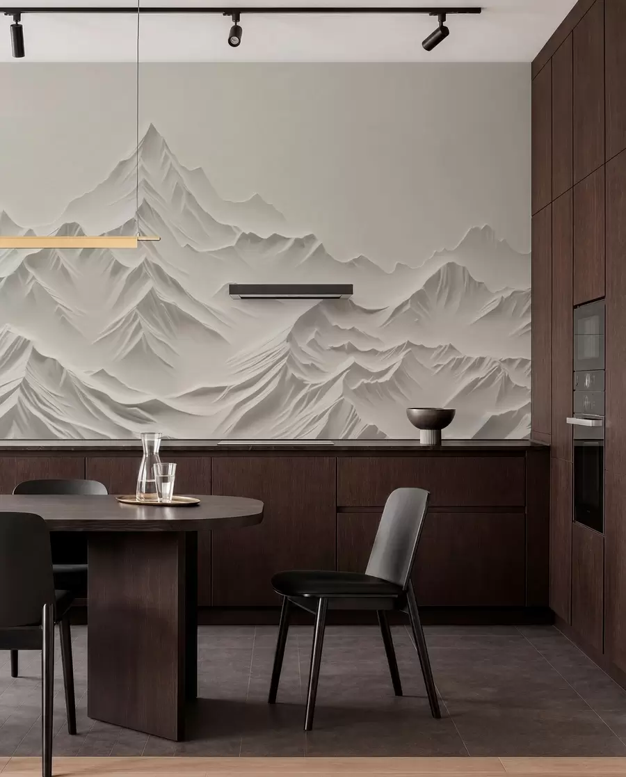 Carta da parati  Forme geometriche 3D Montagne grigie