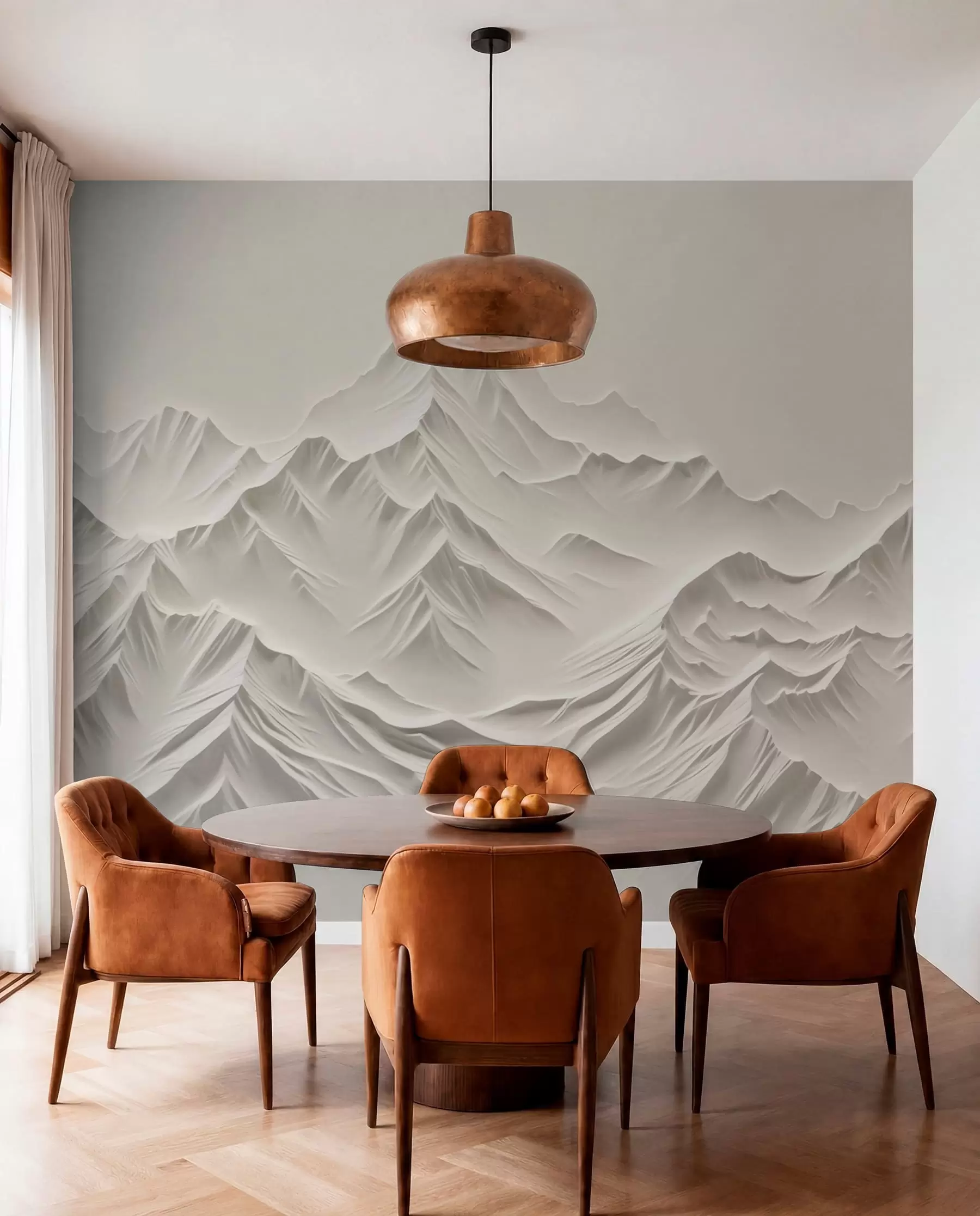 Carta da parati  Forme geometriche 3D Montagne grigie