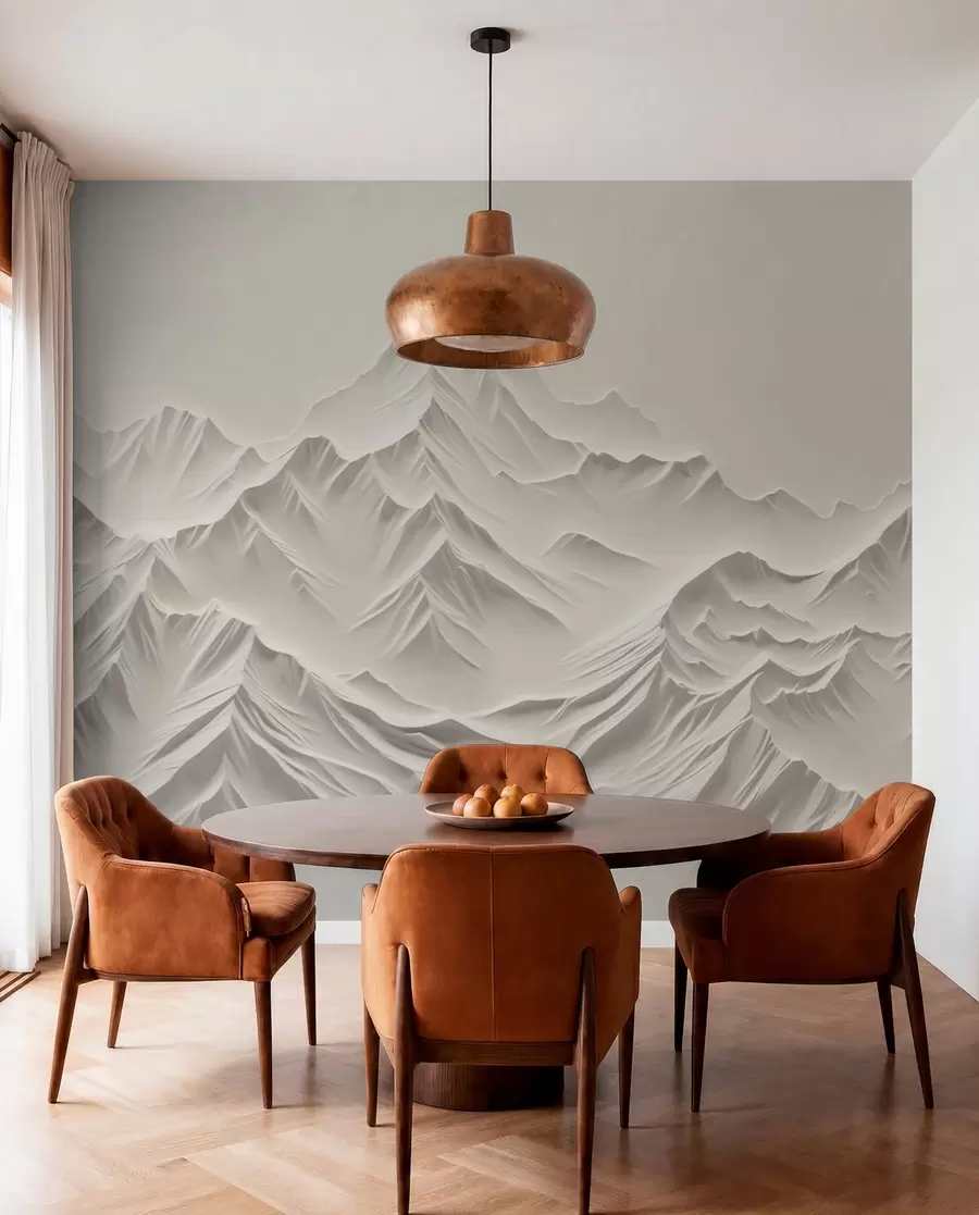 Carta da parati  Forme geometriche 3D Montagne grigie