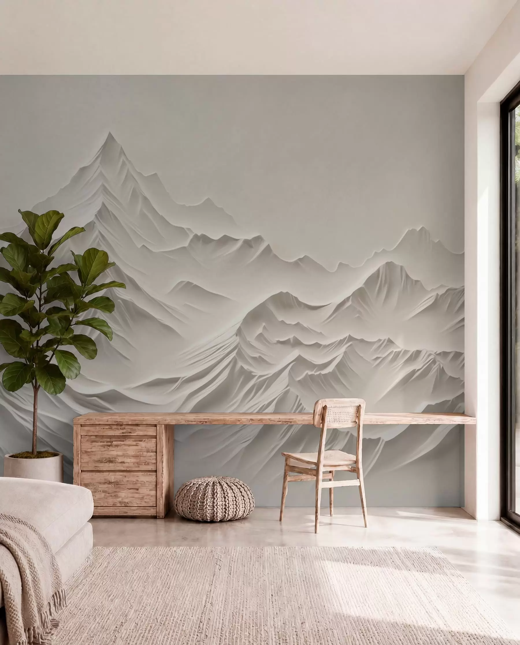 Carta da parati  Forme geometriche 3D Montagne grigie