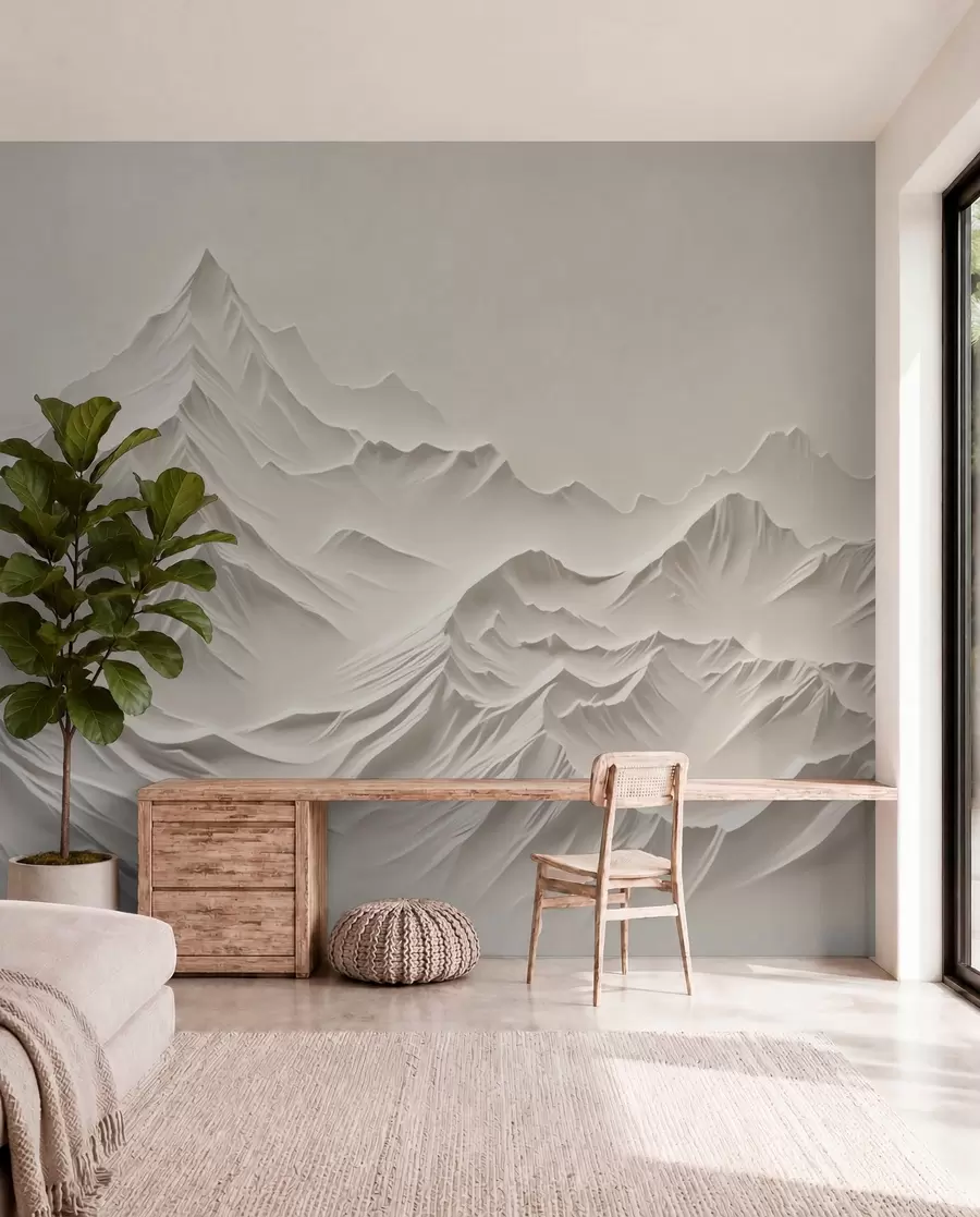 Carta da parati  Forme geometriche 3D Montagne grigie