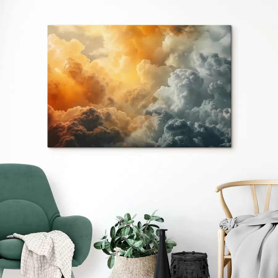 carta da parati Nuvole, blu scuro, arancione, antico nr. s40785