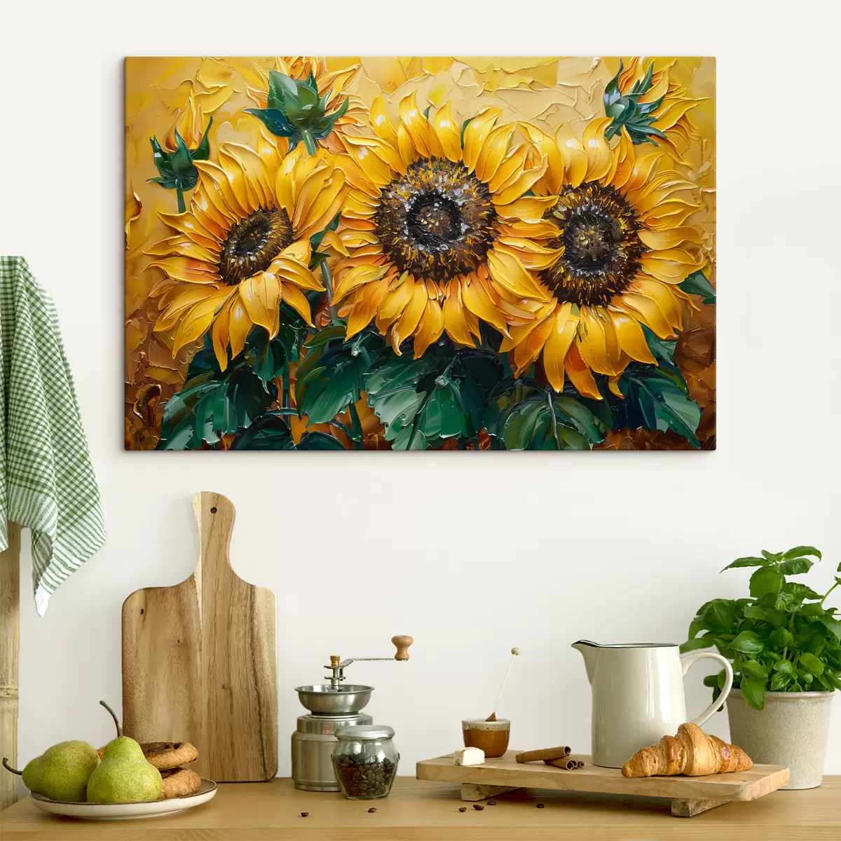 carta da parati Girasoli luminosi, pittura a olio nr. s40787