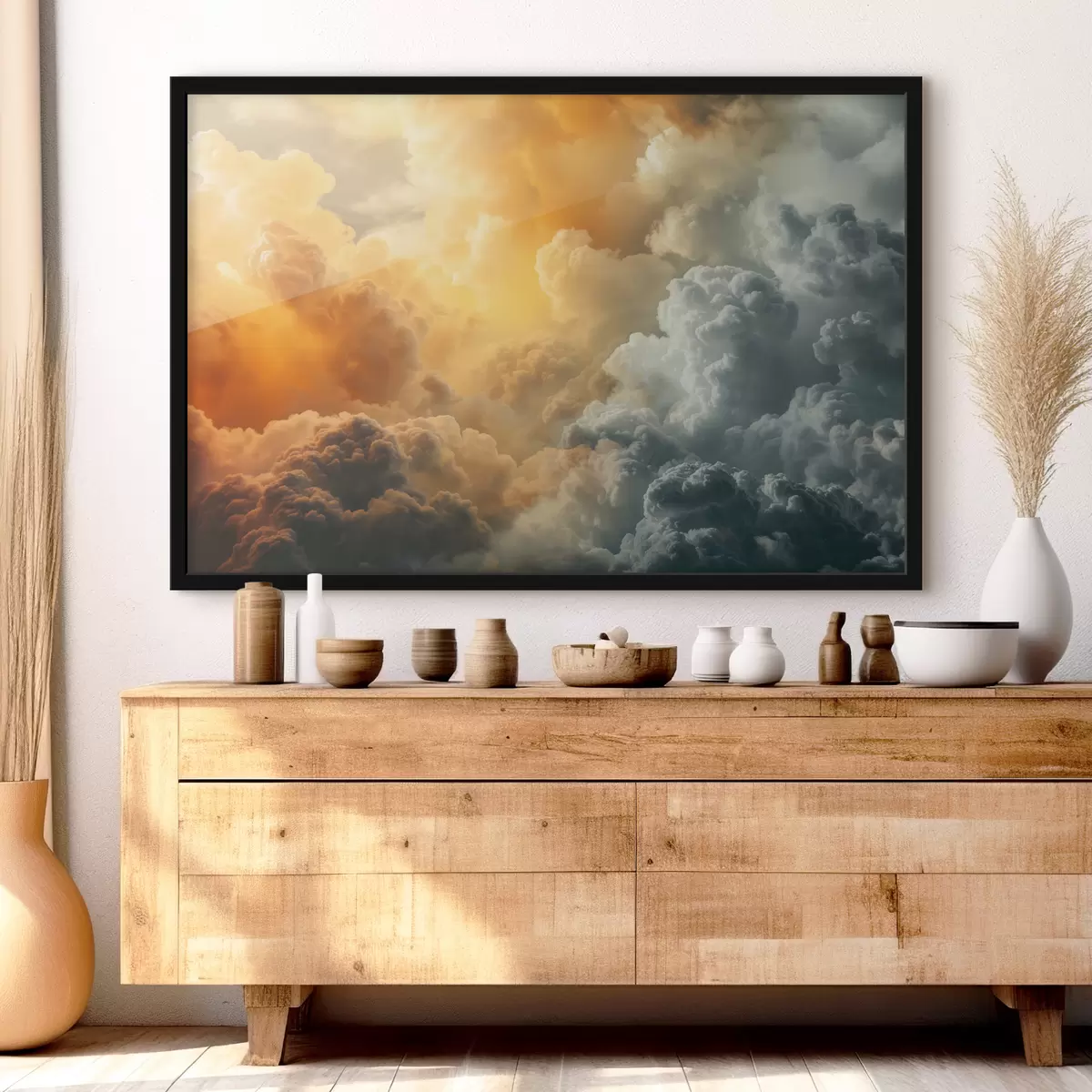 Poster Nuvole, blu scuro, arancione, antico f40785