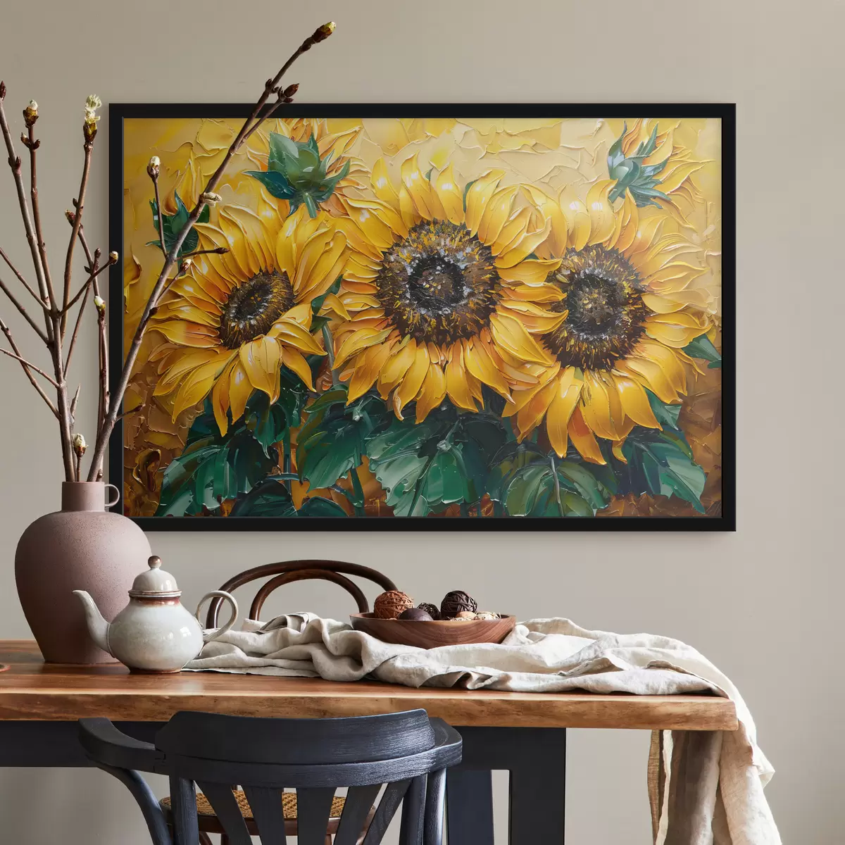 Poster Girasoli luminosi, pittura a olio f40787