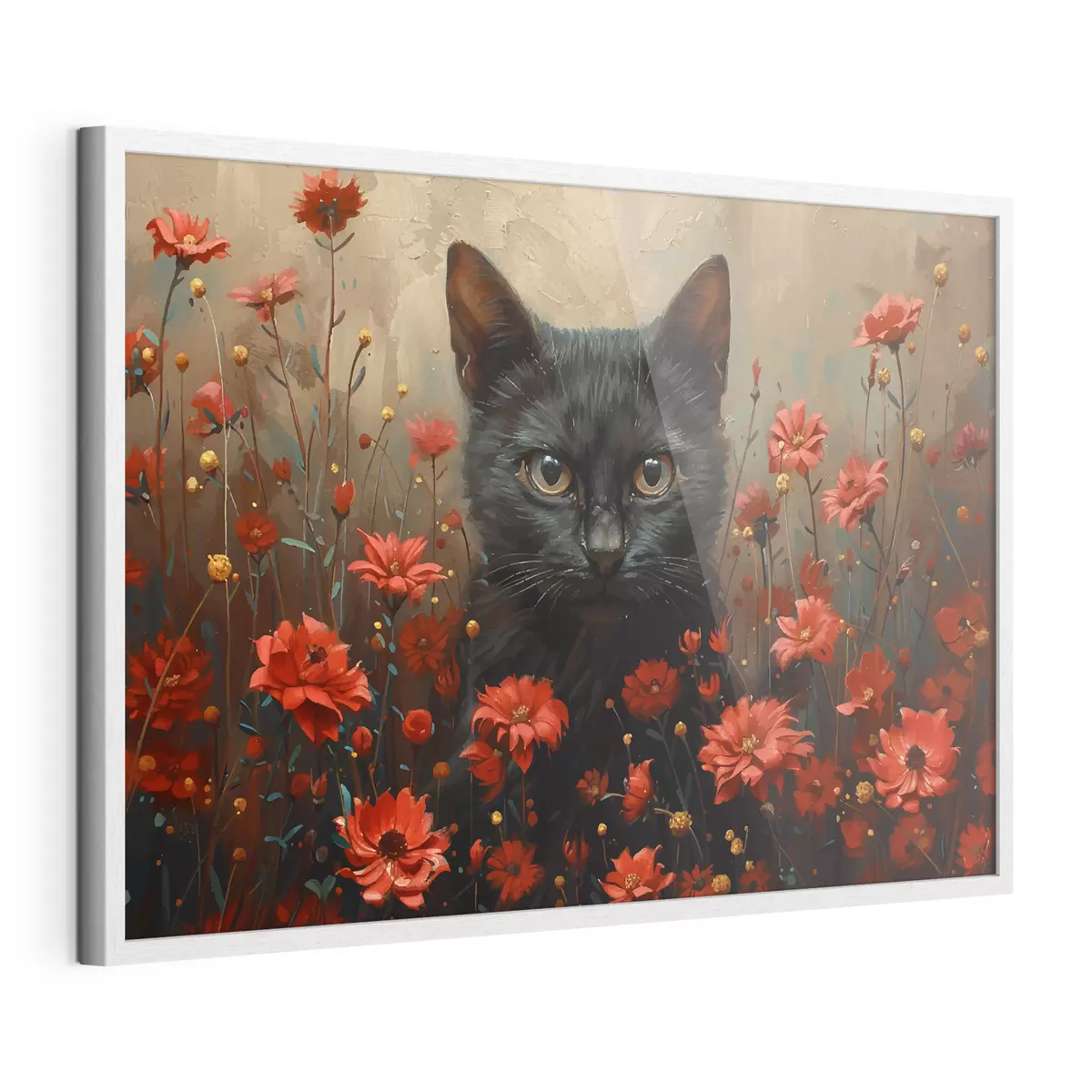 Poster Gatto, fiori, gatto nero f40839
