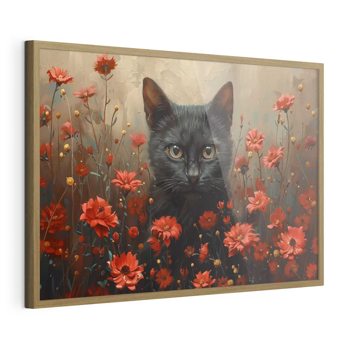 Poster Gatto, fiori, gatto nero f40839