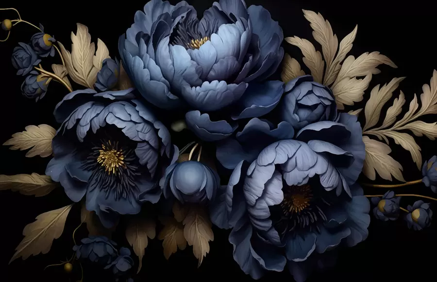 Carta da parati Floreale Peonie blu n. w01131