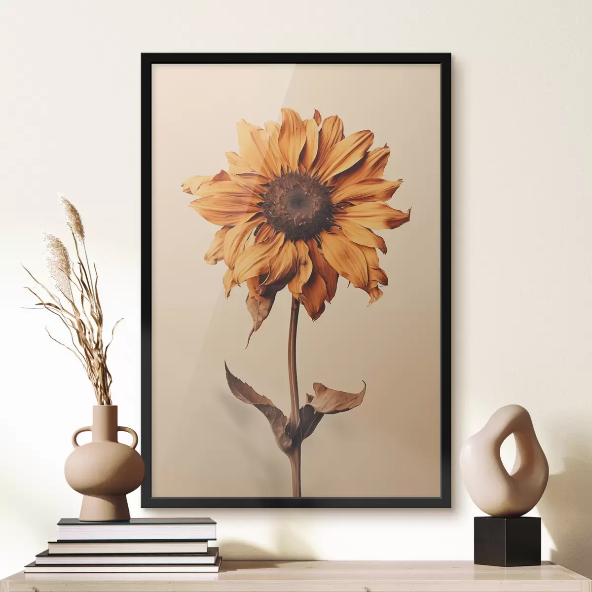 Poster Fiore secco con petali gialli minimalismo f40882