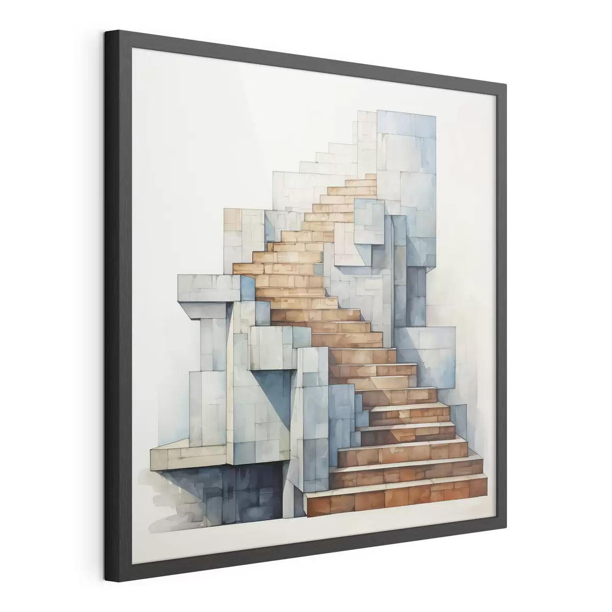 Poster Scala in pietra paesaggio architettonico astratto acquerello f40891