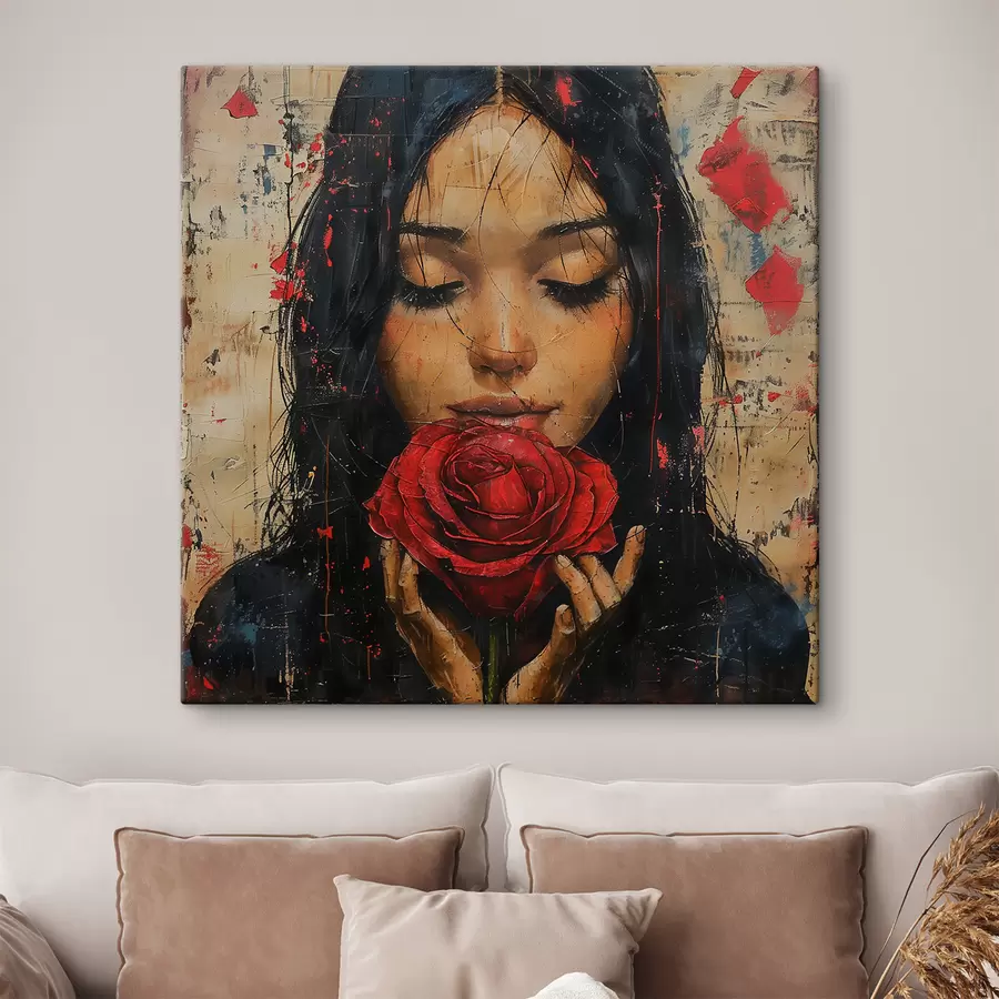 carta da parati Ragazza con una rosa rossa nr. s40898