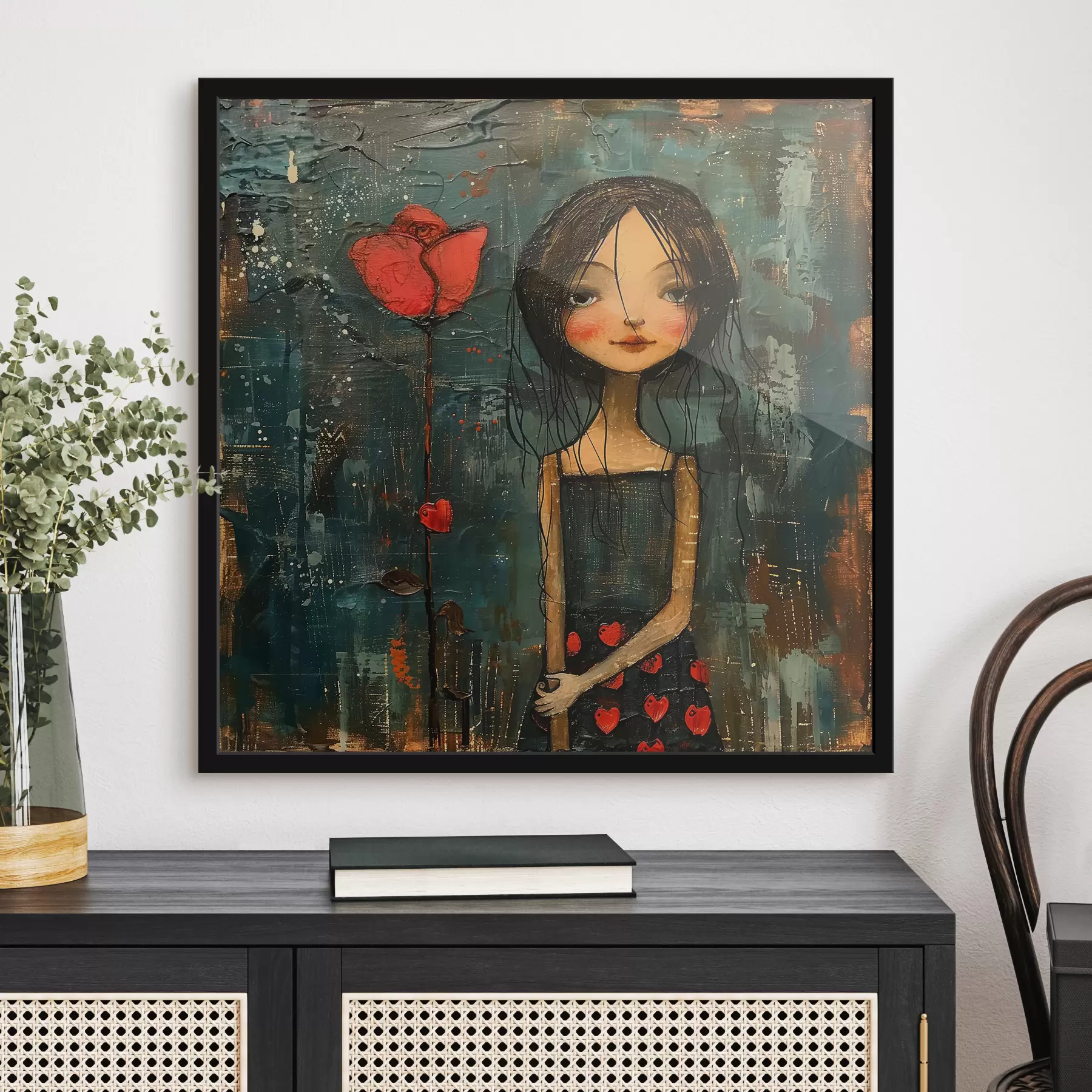 carta da parati Ragazza con un fiore nr. f40897