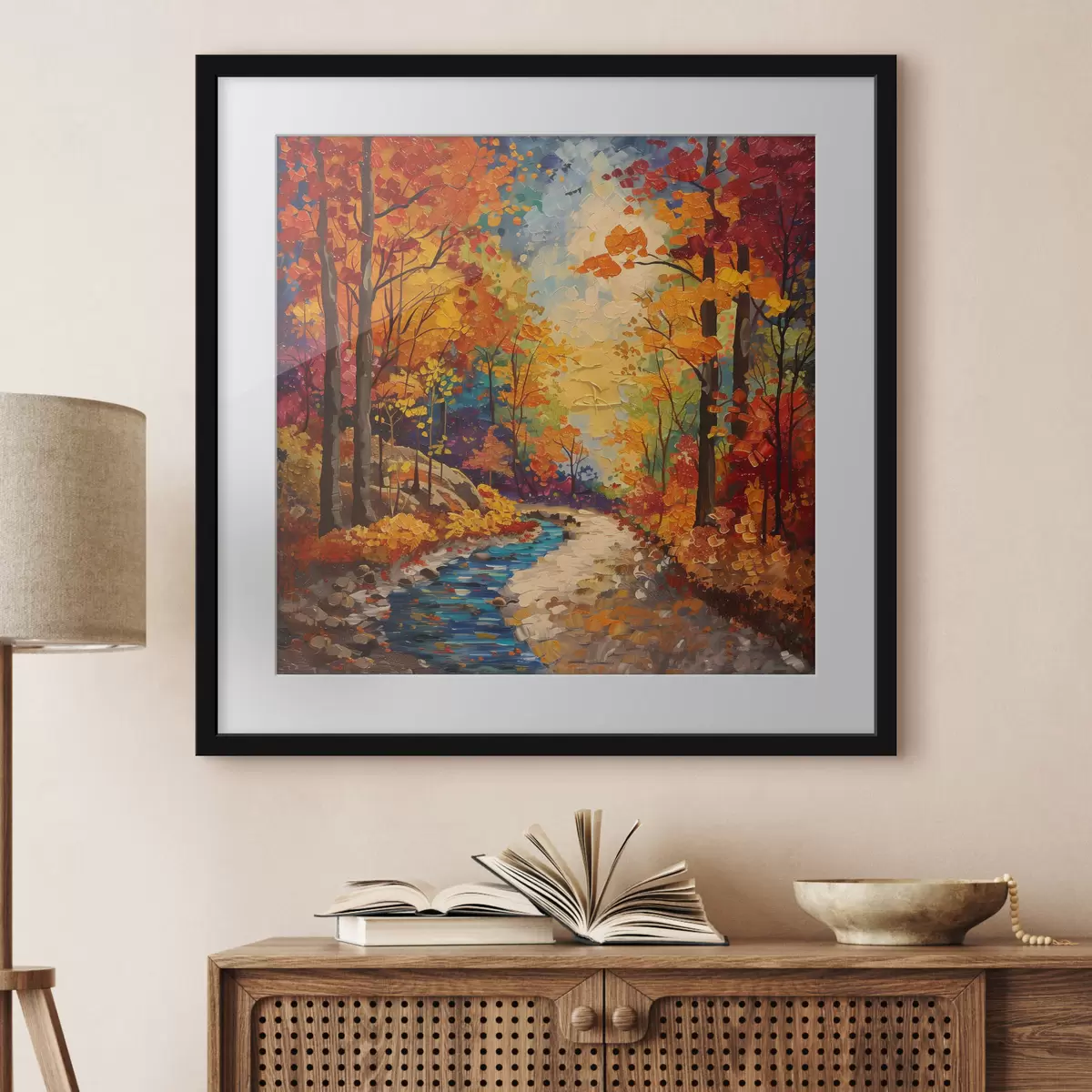 Poster Sentiero nel bosco con colori ad acquerello f40901