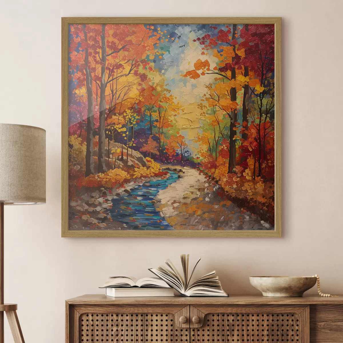 Poster Sentiero nel bosco con colori ad acquerello f40901