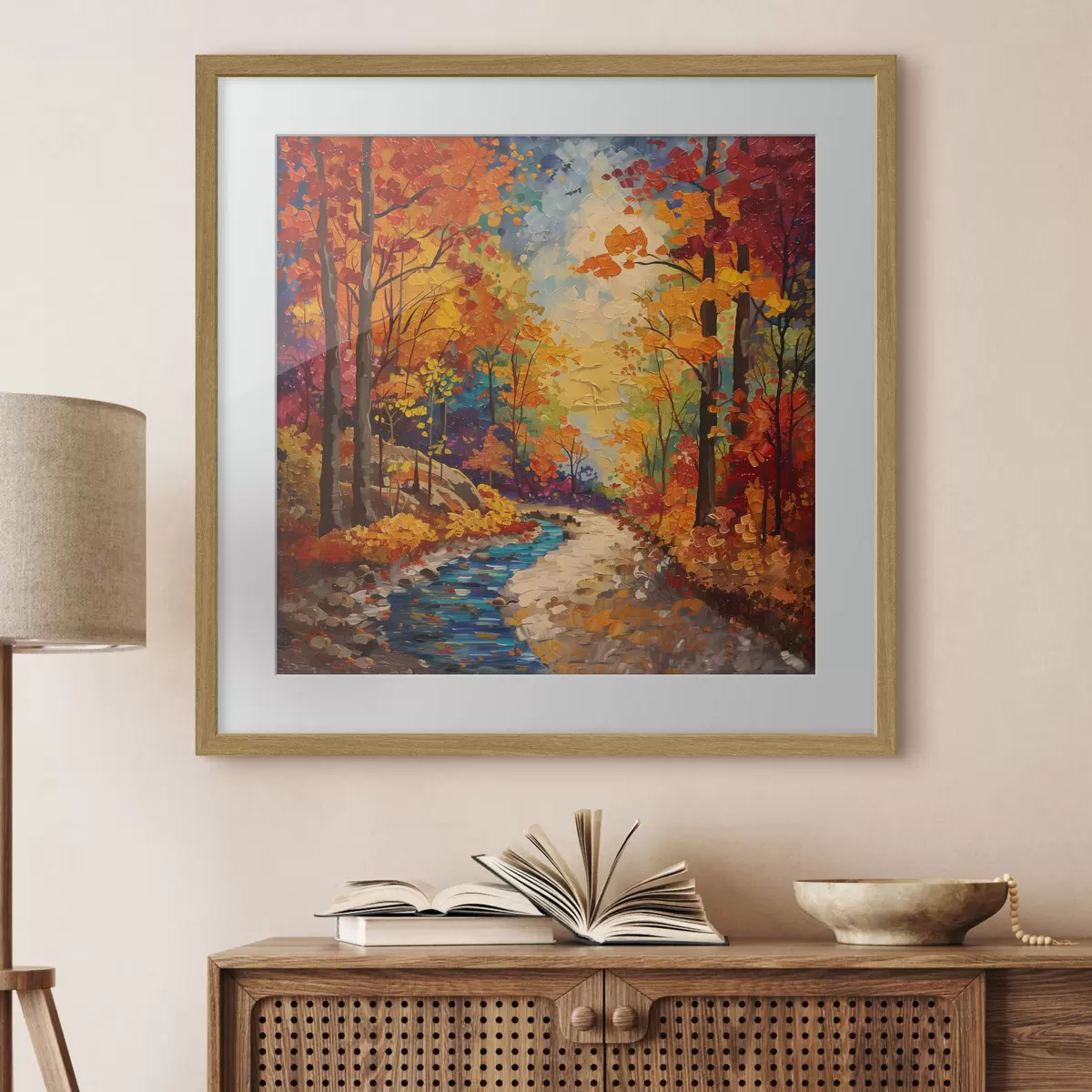 Poster Sentiero nel bosco con colori ad acquerello f40901