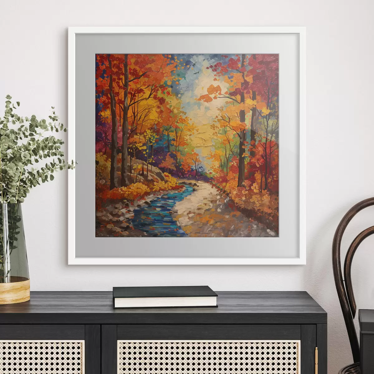 Poster Sentiero nel bosco con colori ad acquerello f40901
