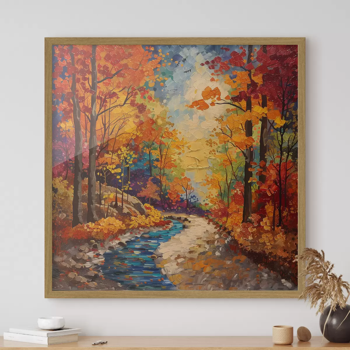 Poster Sentiero nel bosco con colori ad acquerello f40901