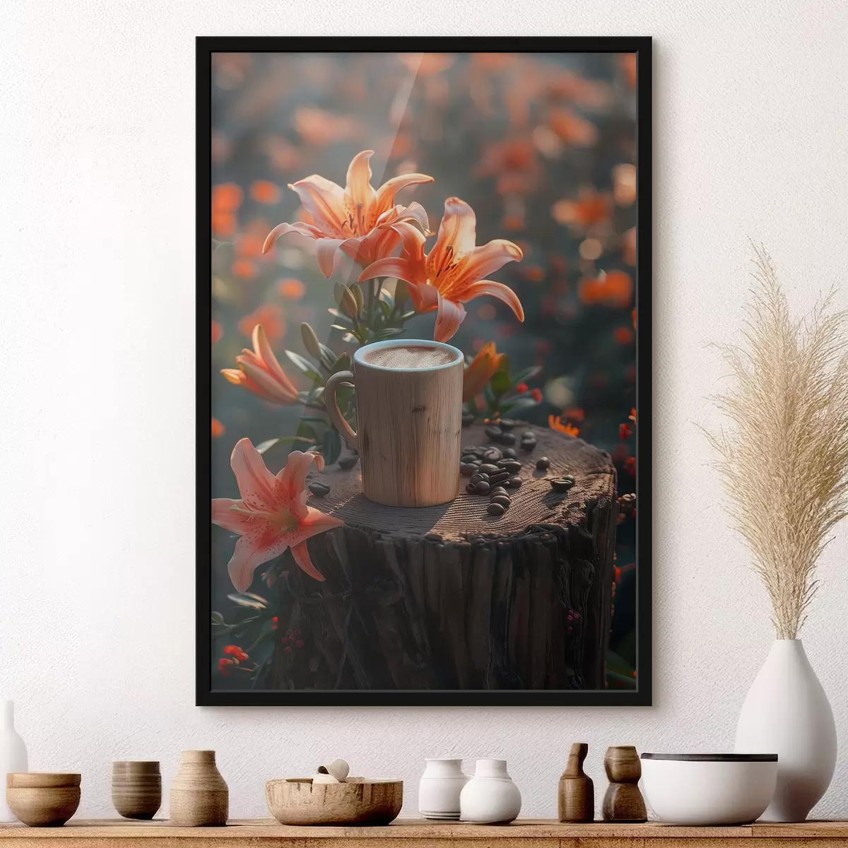 Poster Cappuccino e gigli f40907