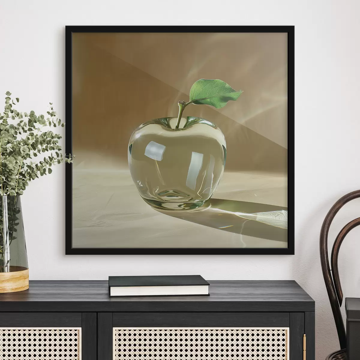 Poster Mela di vetro trasparente su sfondo chiaro f40913