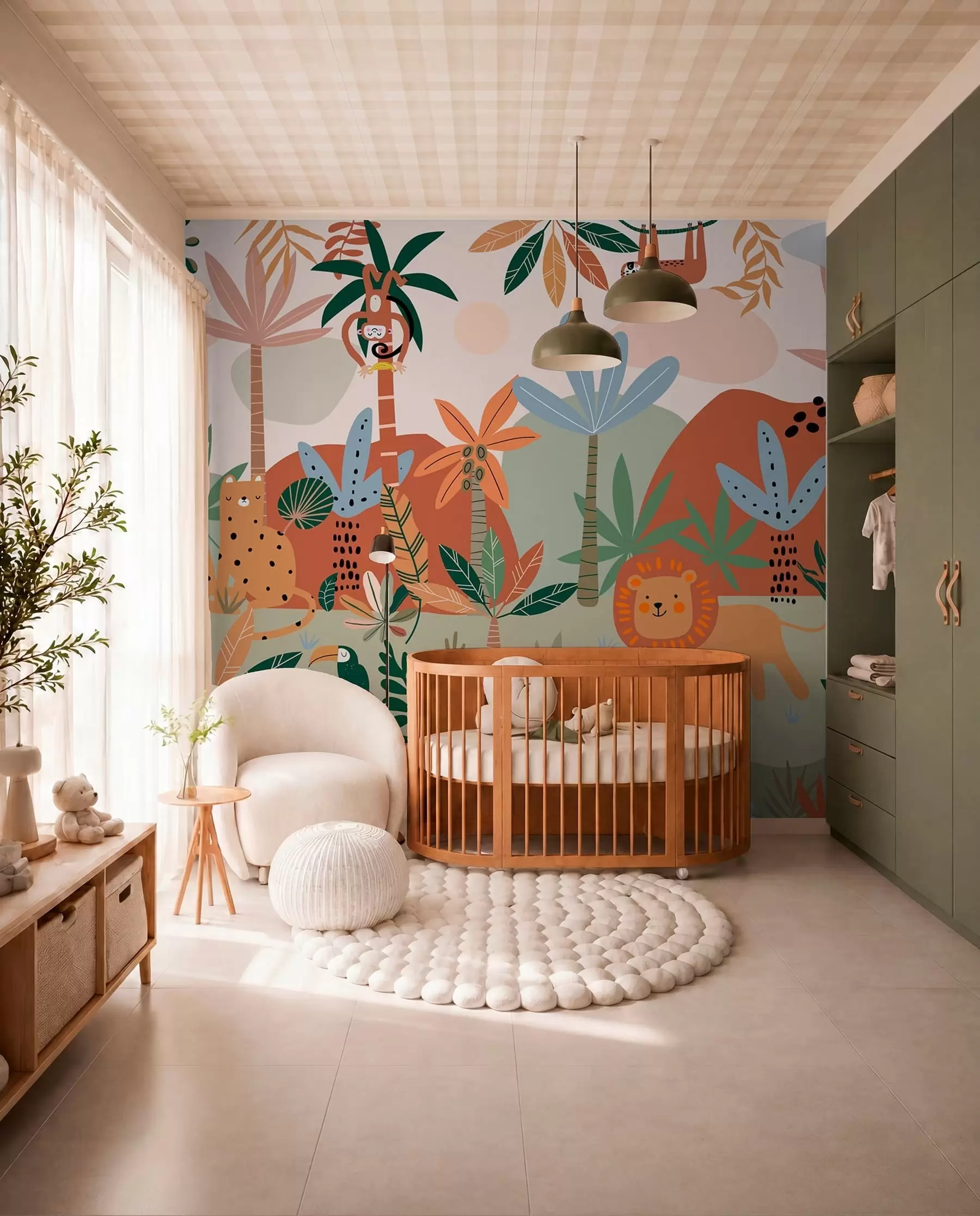 Carta da parati per Bambini Giungla patchwork 